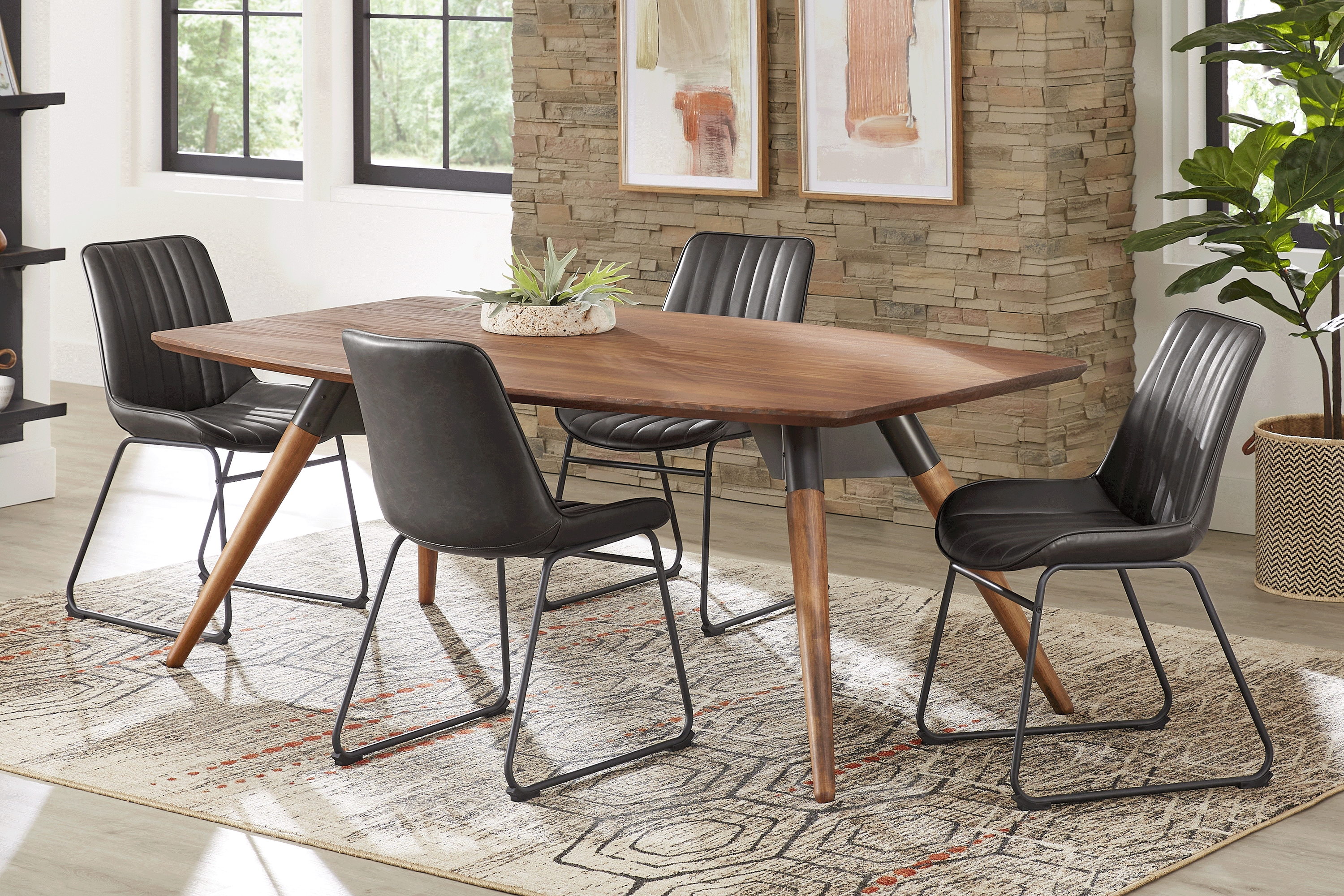 Bergen Boulevard Walnut 5 Pc Dining Room with Gray Chairs - Thumbnail - Image 1