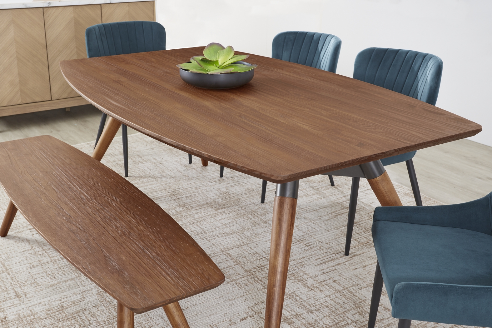 Bergen Boulevard Walnut 5 Pc Dining Room with Gray Chairs - Thumbnail - Image 4