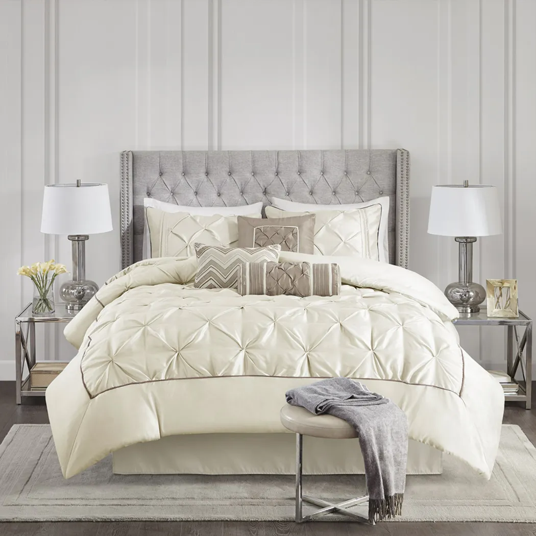 Bergerae Ivory 7 Pc King Comforter Set - Thumbnail - Image 1