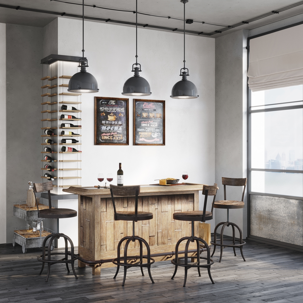 Berkman Brown Bar With 4 Barstools - Thumbnail - Image 1