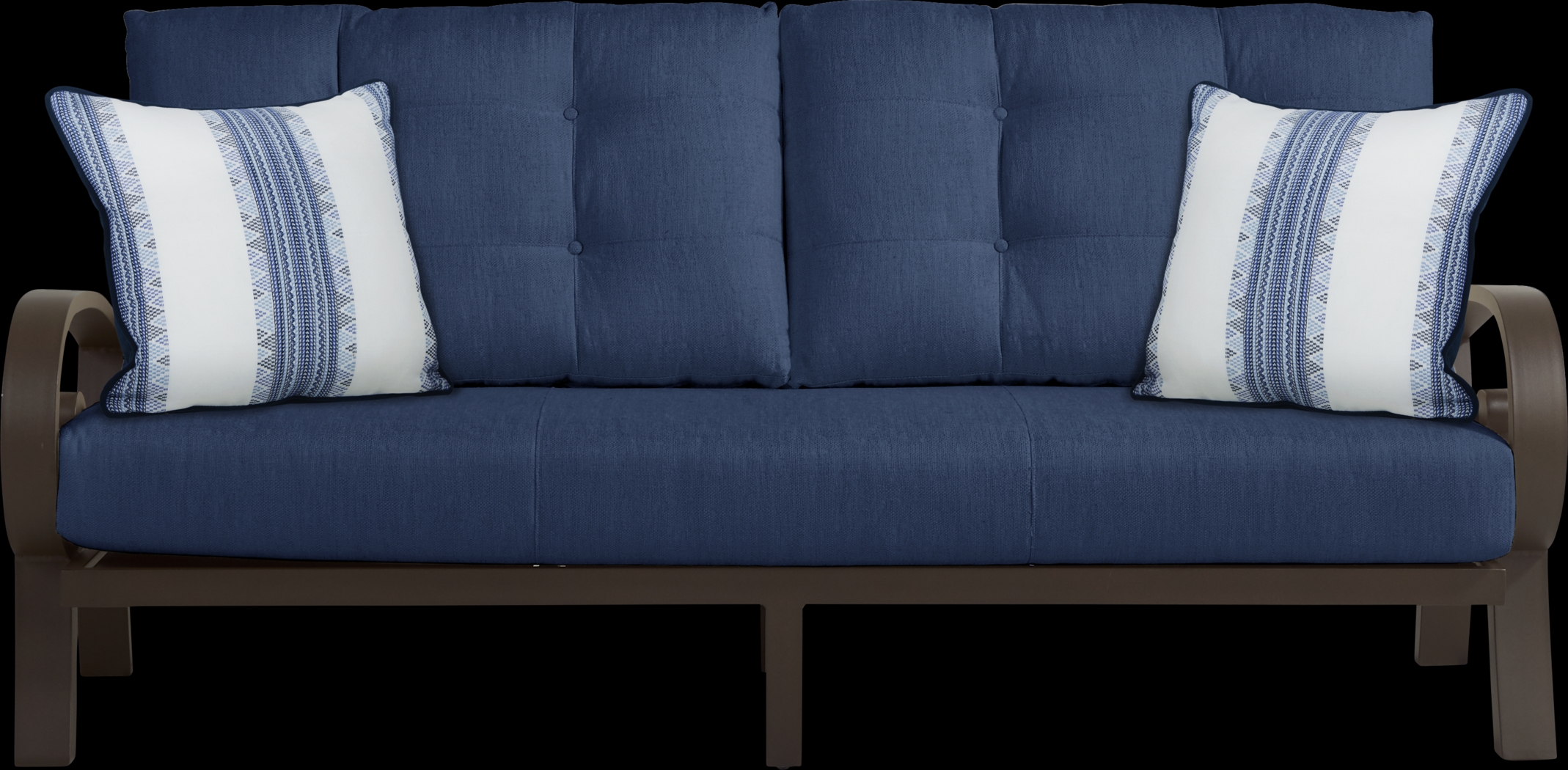 Bermuda Bay Aged Bronze Outdoor Sofa with Ink Cushions - Thumbnail - Image 1