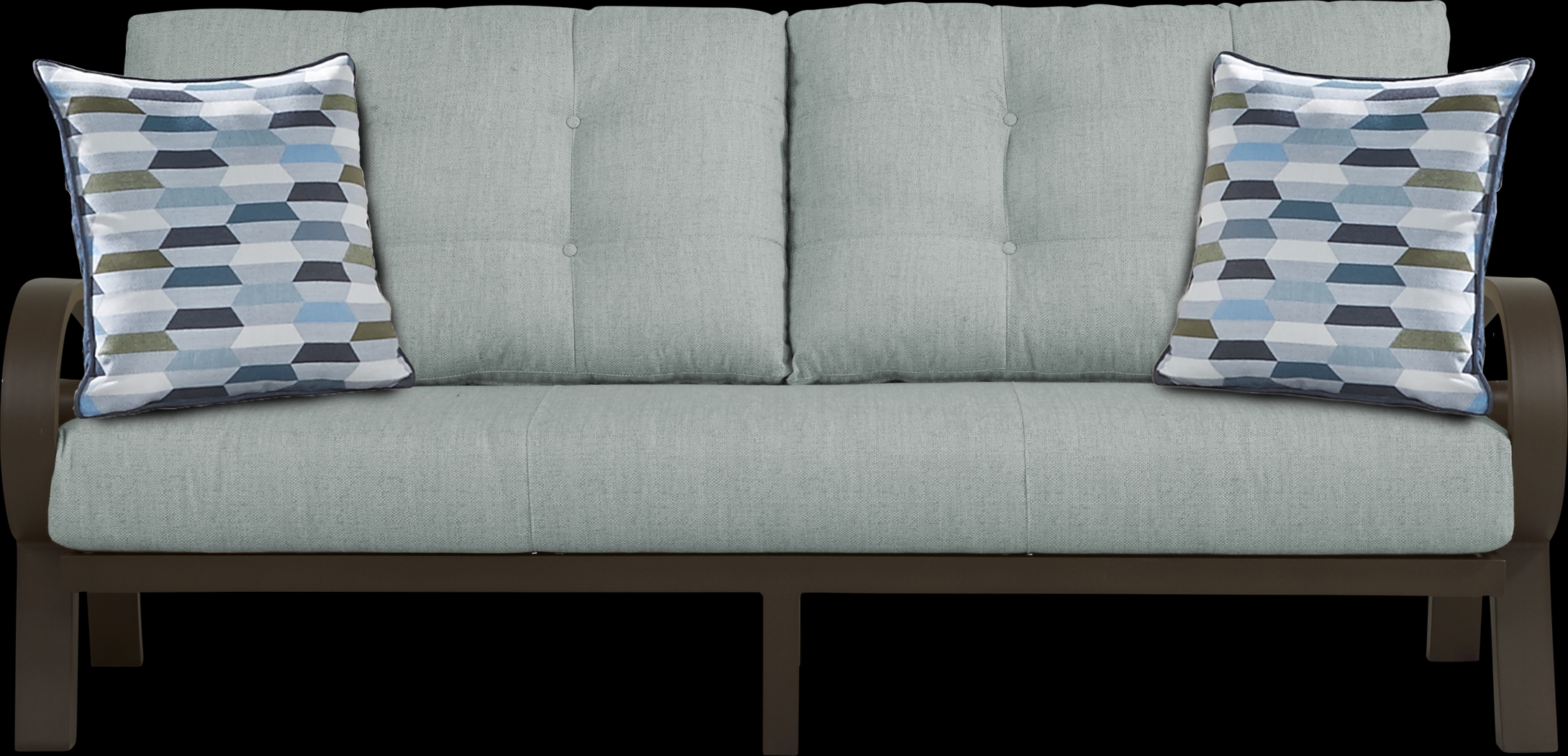 Bermuda Bay Aged Bronze Outdoor Sofa with Seafoam Cushions - Thumbnail - Image 2