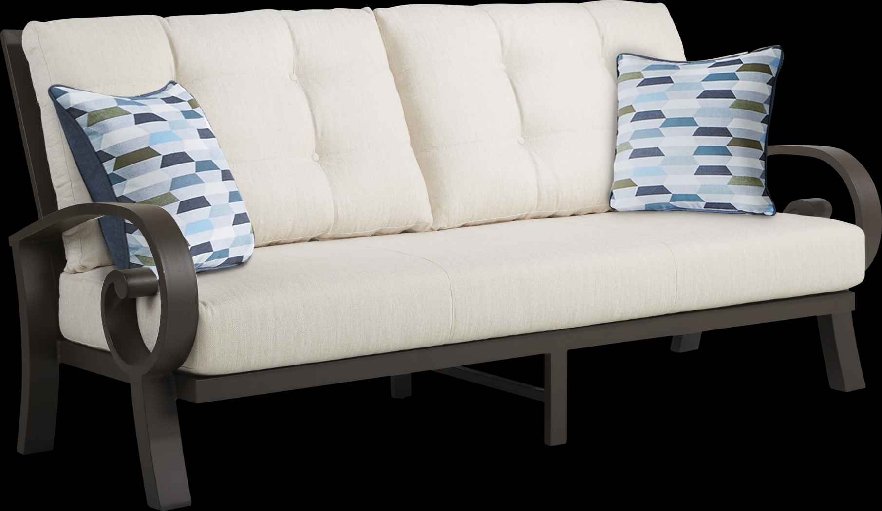 Bermuda Bay Aged Bronze Outdoor 4 Pc Seating Set with Parchment Cushions - Thumbnail - Image 2