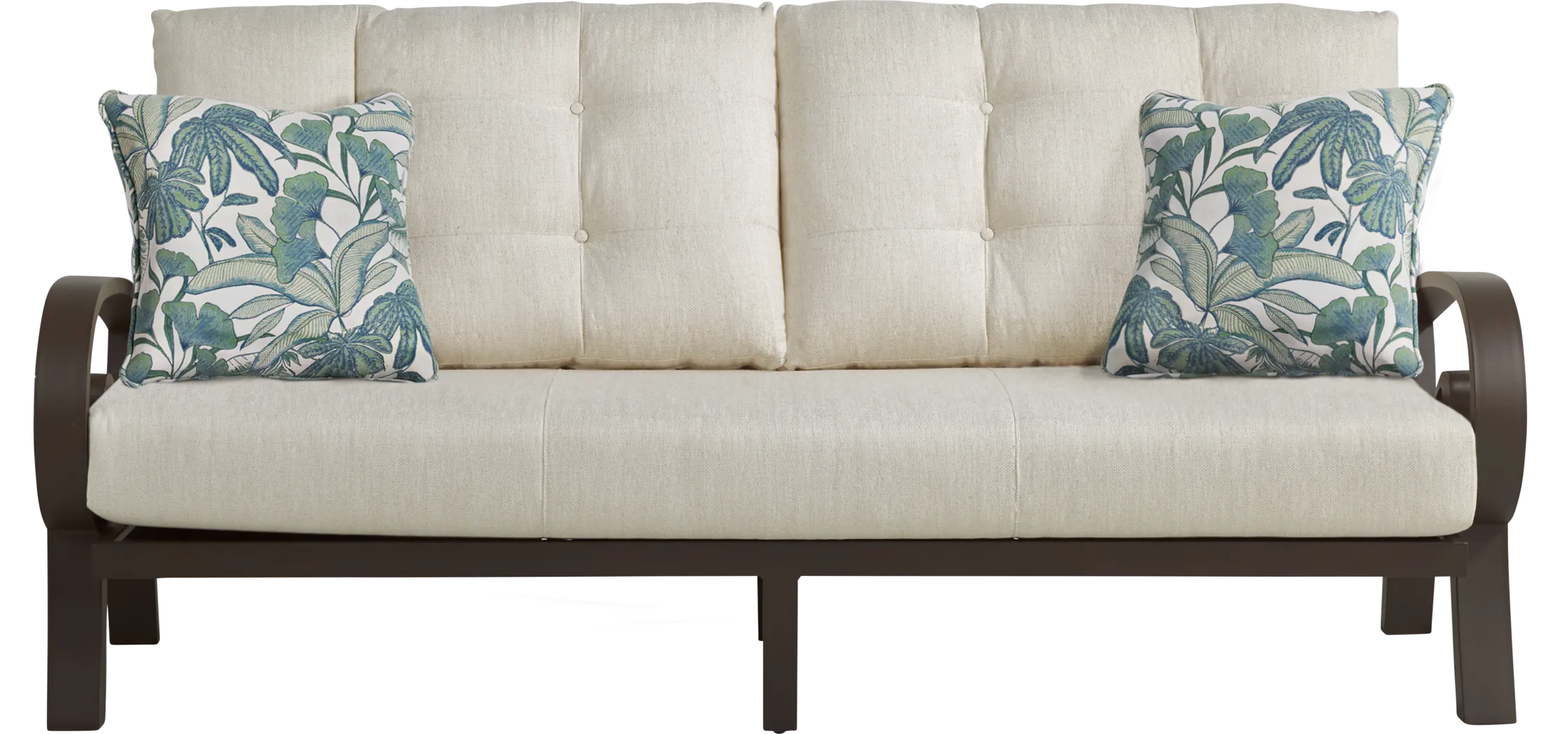 Bermuda Bay Aged Bronze Outdoor Sofa with Parchment Cushions - Thumbnail - Image 1