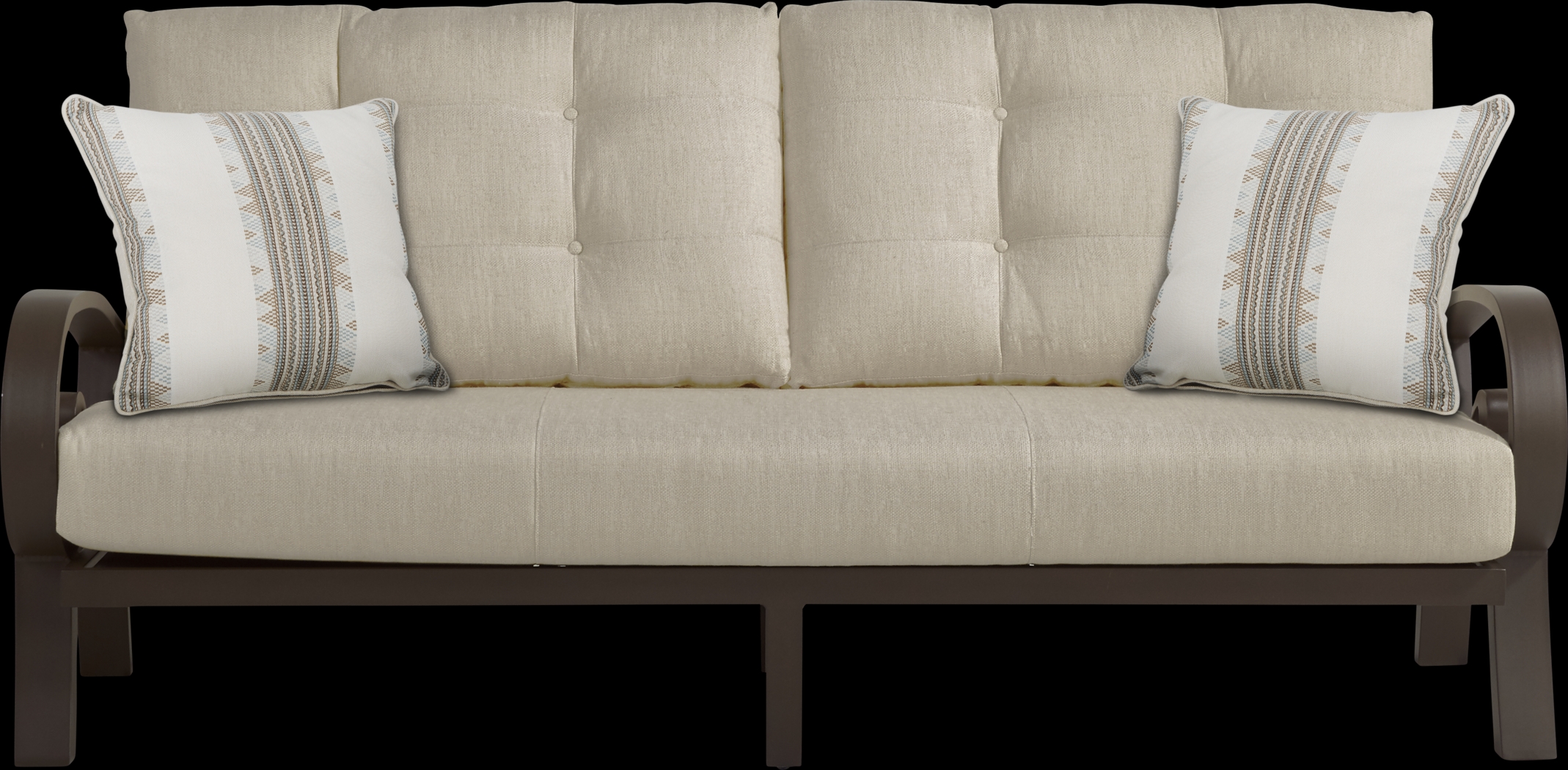 Bermuda Bay Aged Bronze Outdoor Sofa with Pebble Cushions - Thumbnail - Image 1