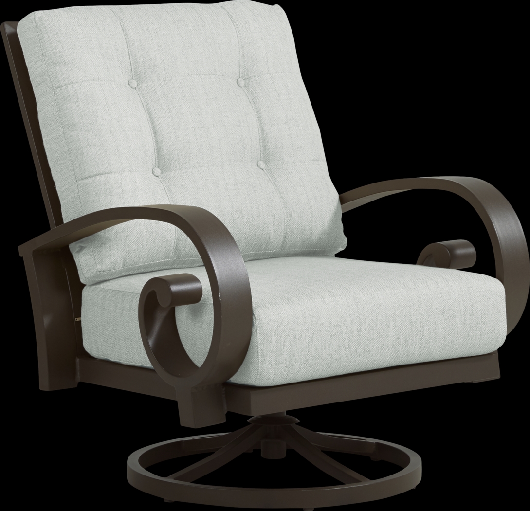 Bermuda Bay Aged Bronze Outdoor Swivel Chair with Rollo Mist Cushions - Thumbnail - Image 1
