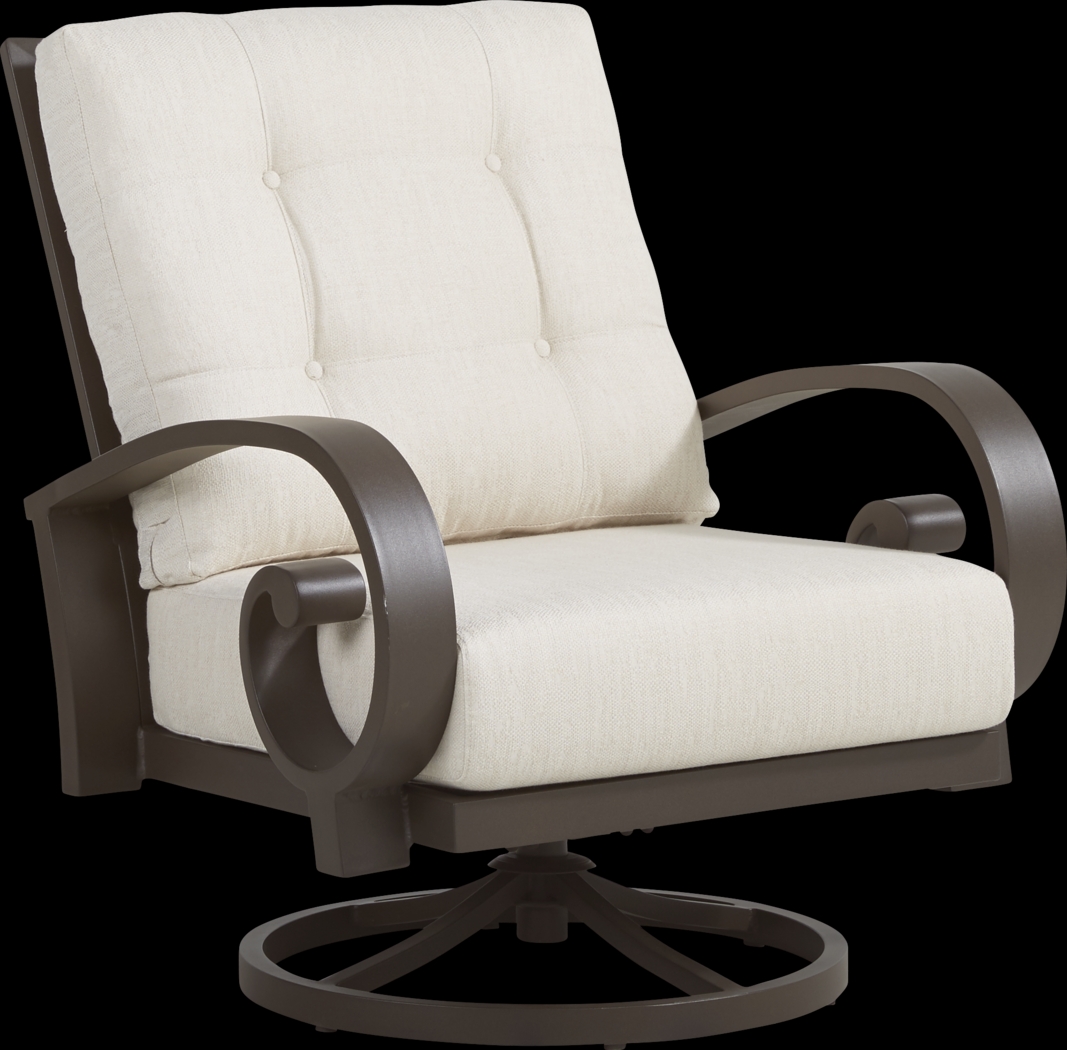 Bermuda Bay Aged Bronze 5 Pc Outdoor Fire Pit Seating Set with Parchment Cushions - Thumbnail - Image 4