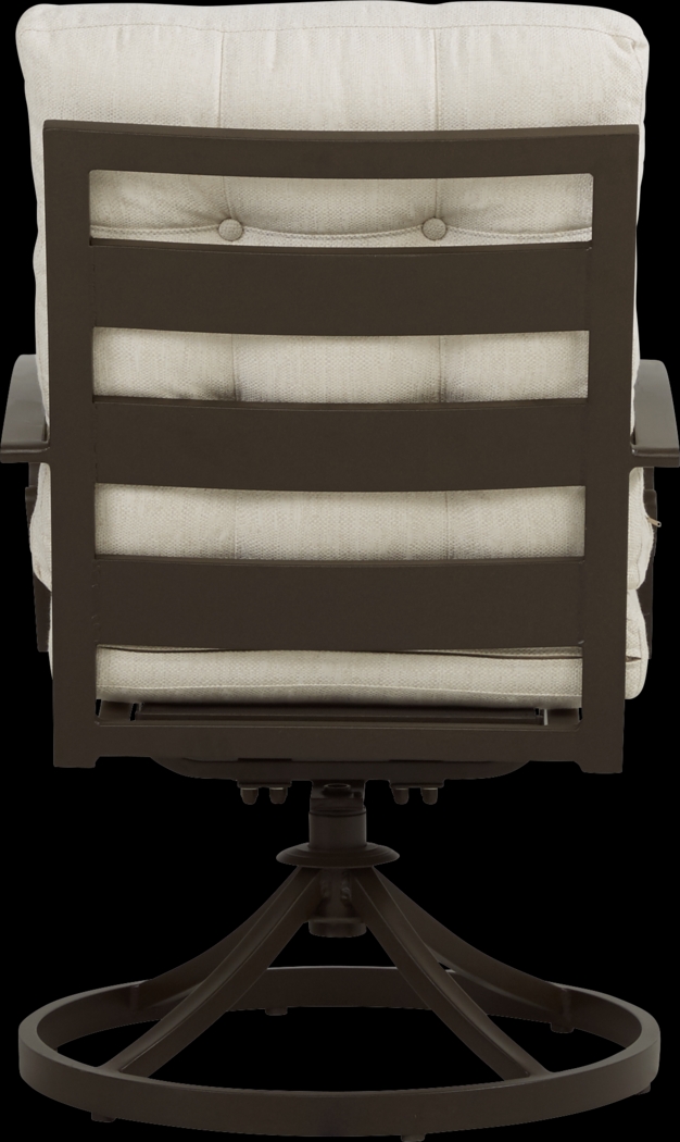 Bermuda Bay Aged Bronze Outdoor Swivel Dining Chair with Parchment Cushions - Thumbnail - Image 2