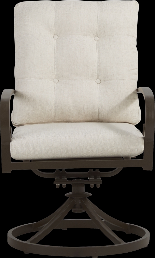 Bermuda Bay Aged Bronze Outdoor Swivel Dining Chair with Parchment Cushions - Thumbnail - Image 3