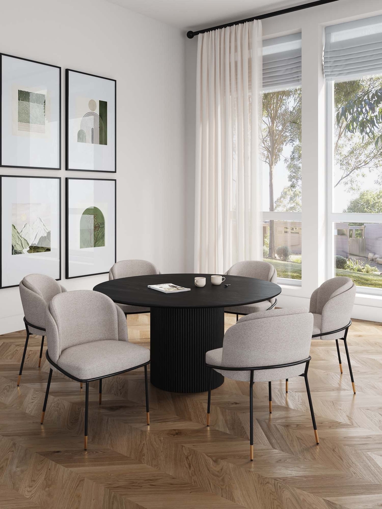 Bermuda Black and Beige 7 Pc Dining Table Set - Thumbnail - Image 2