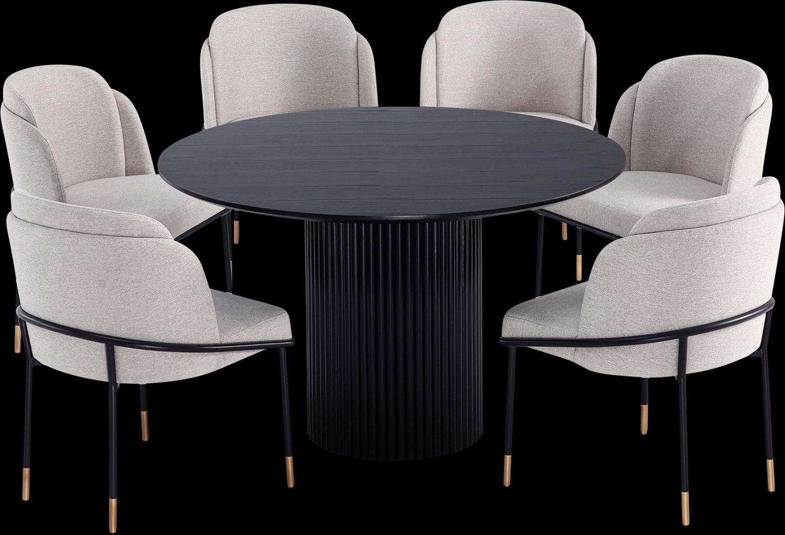 Bermuda Black and Beige 7 Pc Dining Table Set - Thumbnail - Image 1