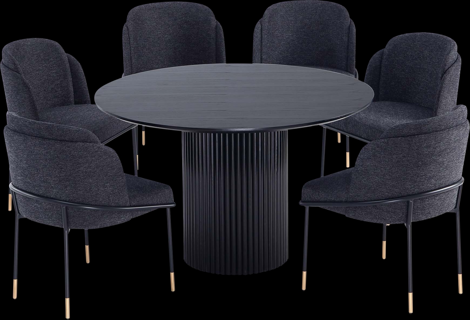 Bermuda Black and Black 7 Pc Dining Table Set - Thumbnail - Image 1