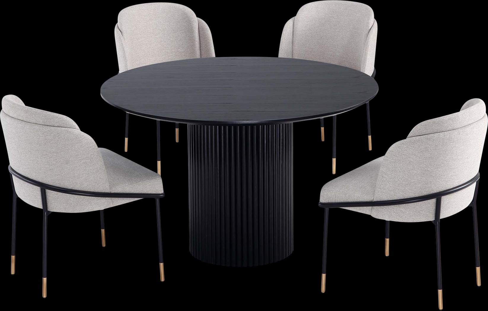 Bermunda Black and Beige 5 Pc Dining Table Set - Thumbnail - Image 1