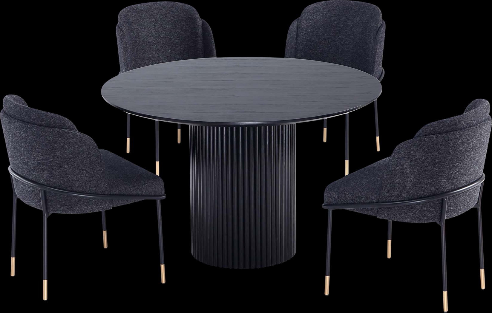 Bermunda Black and Black 5 Pc Dining Table Set - Thumbnail - Image 1