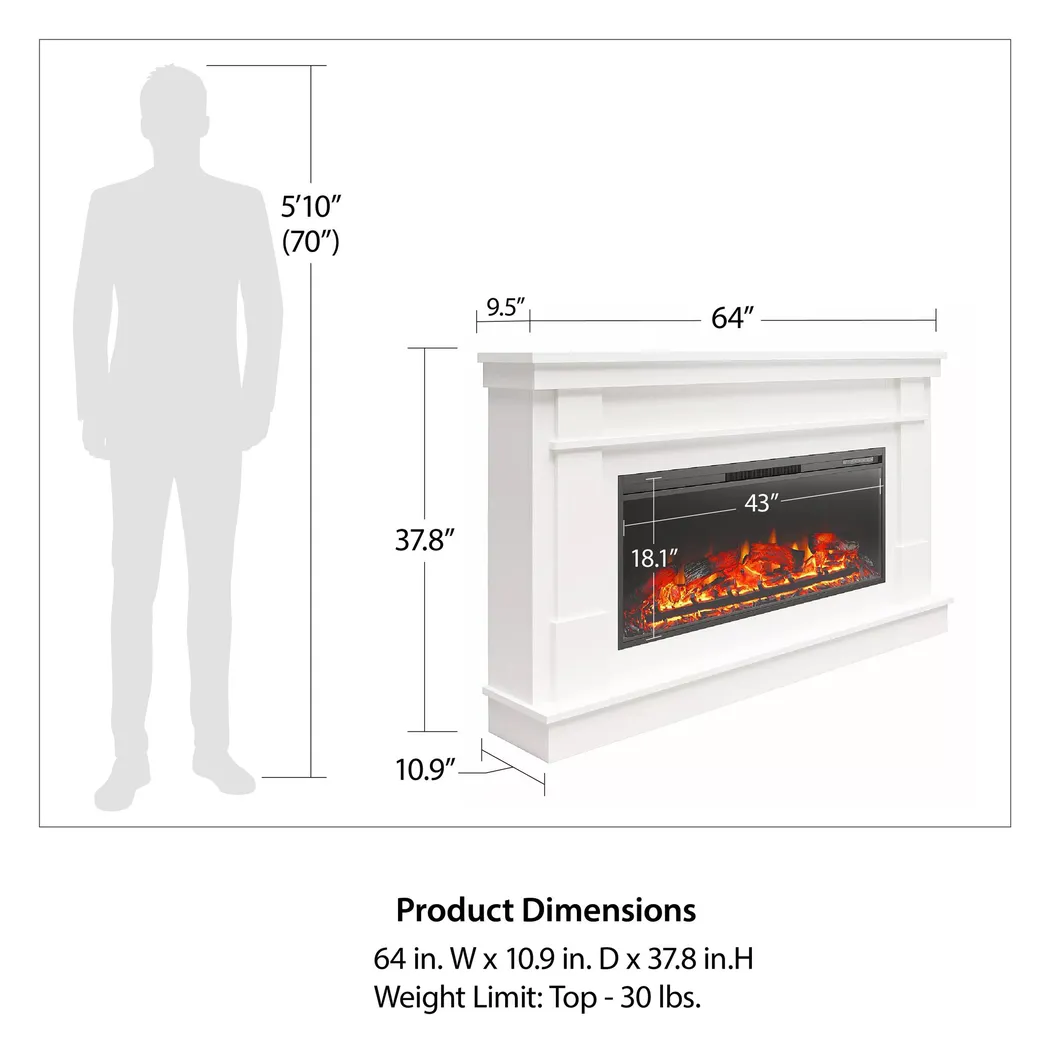 Bernd White 64 in. Console with Electric Fireplace - Thumbnail - Image 9