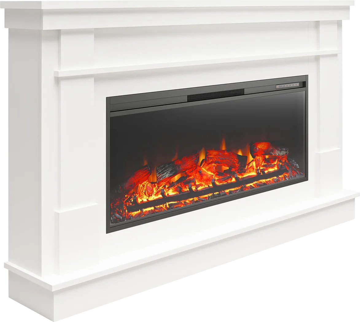 Bernd White 64 in. Console with Electric Fireplace - Thumbnail - Image 1