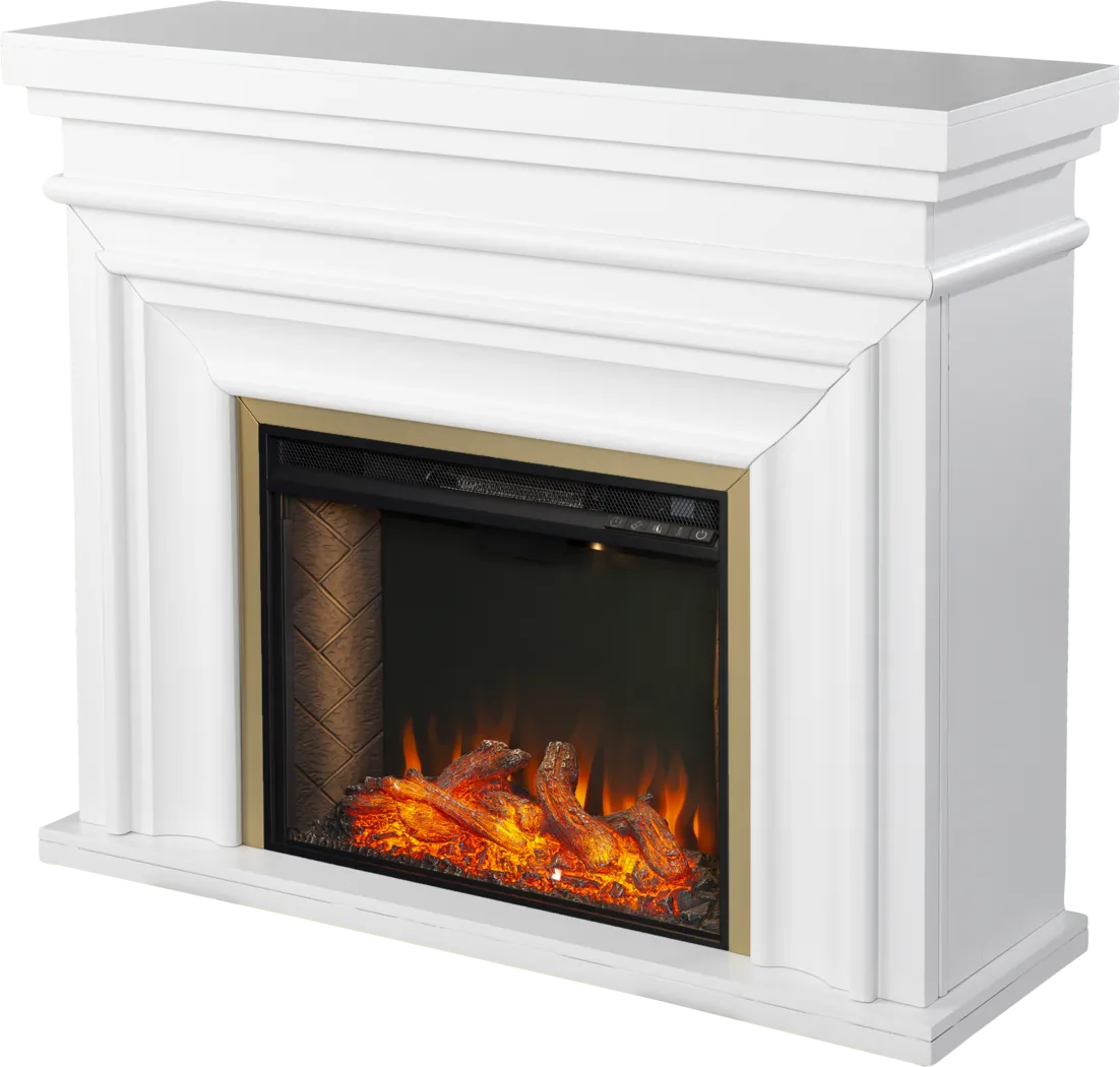 Berryessa III Whtie 46 in. Console, With Smart Electric Fireplace - Thumbnail - Image 1