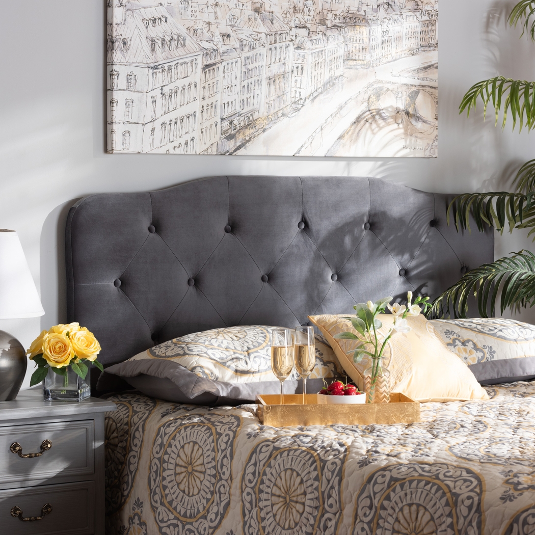 Besancon Gray King Upholstered Headboard - Thumbnail - Image 2