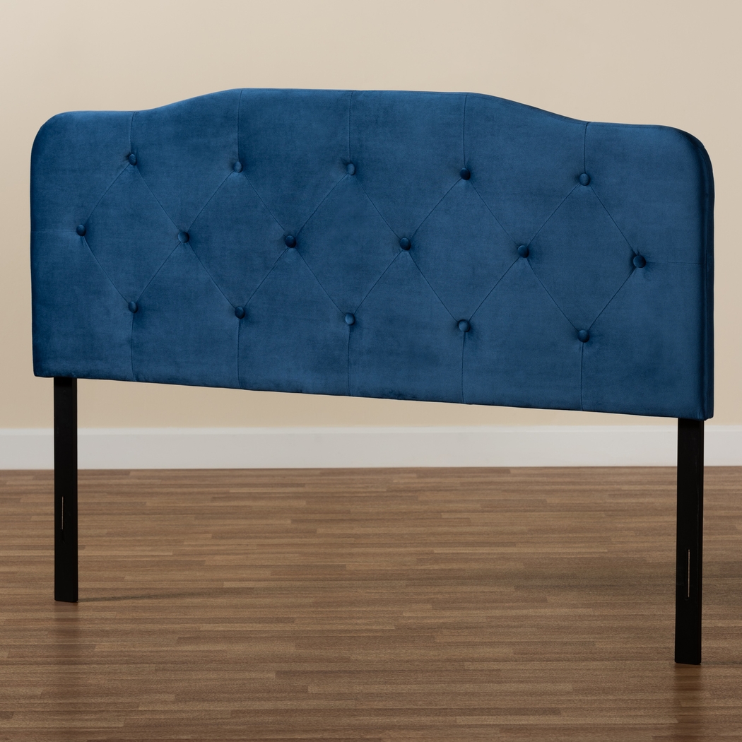 Besancon Navy Blue Queen Upholstered Headboard - Thumbnail - Image 6