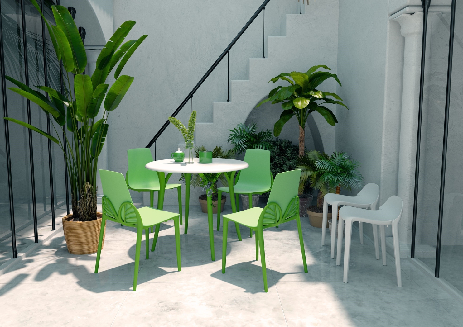 Beswick Green 35 in. Round Outdoor Dining Table - Thumbnail - Image 8