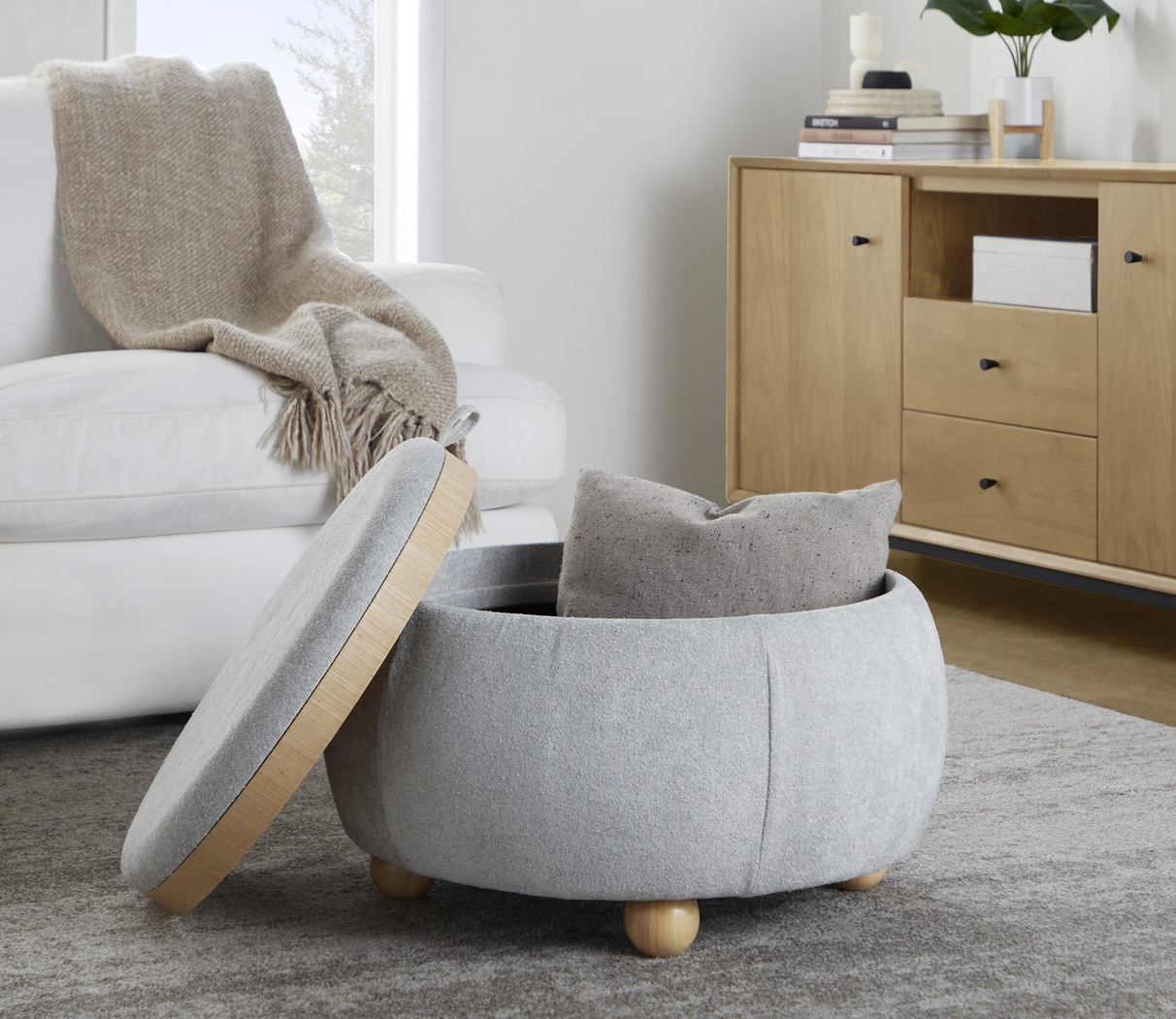 Betana Gray Ottoman - Thumbnail - Image 2