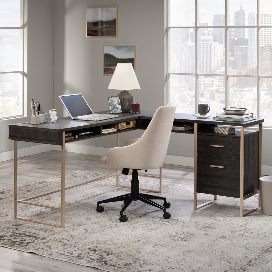 Betanray Dark Brown L-Desk - Thumbnail - Image 2