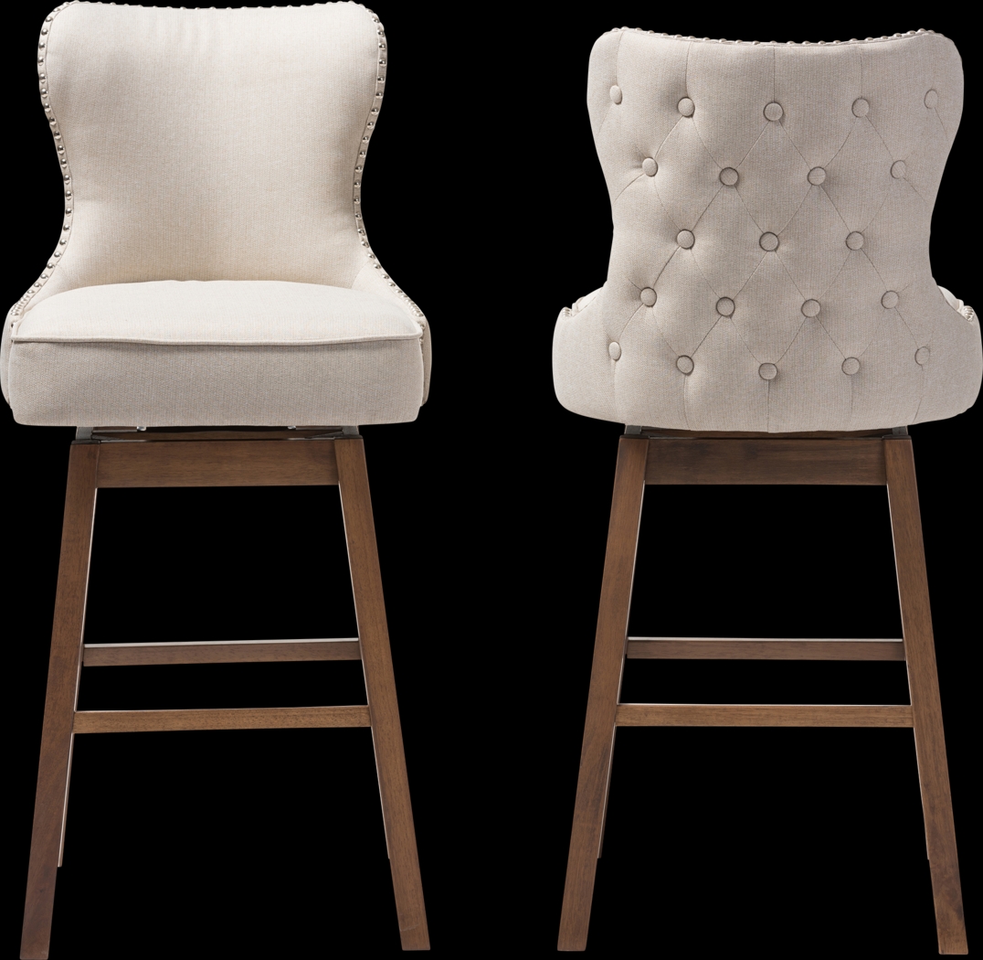 Bethpagea Beige Swivel Barstool, Set of 2 - Thumbnail - Image 3