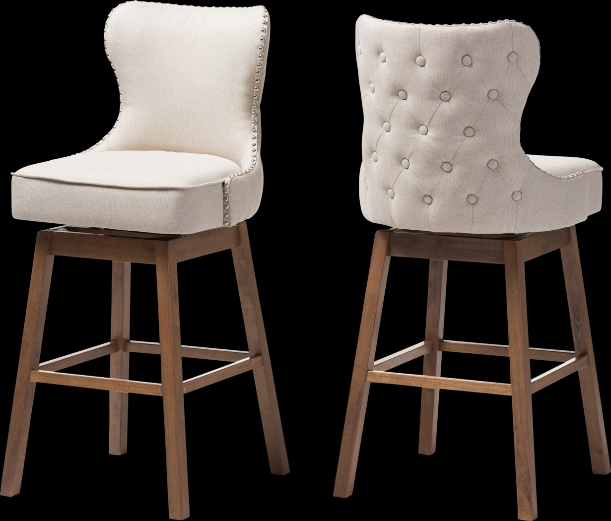 Bethpagea Beige Swivel Barstool, Set of 2 - Thumbnail - Image 1
