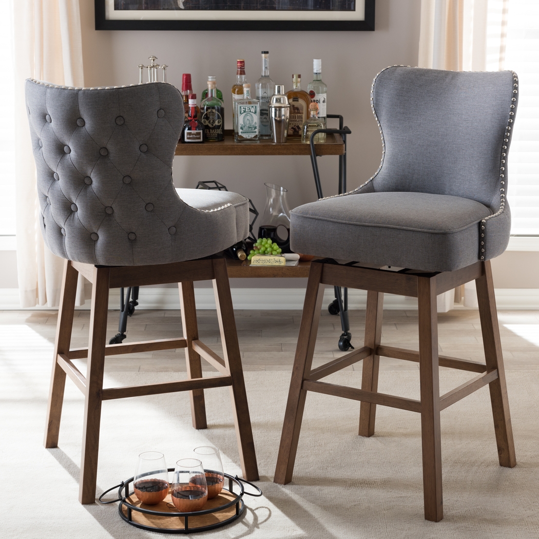Bethpagea Gray Swivel Barstool, Set of 2 - Thumbnail - Image 2