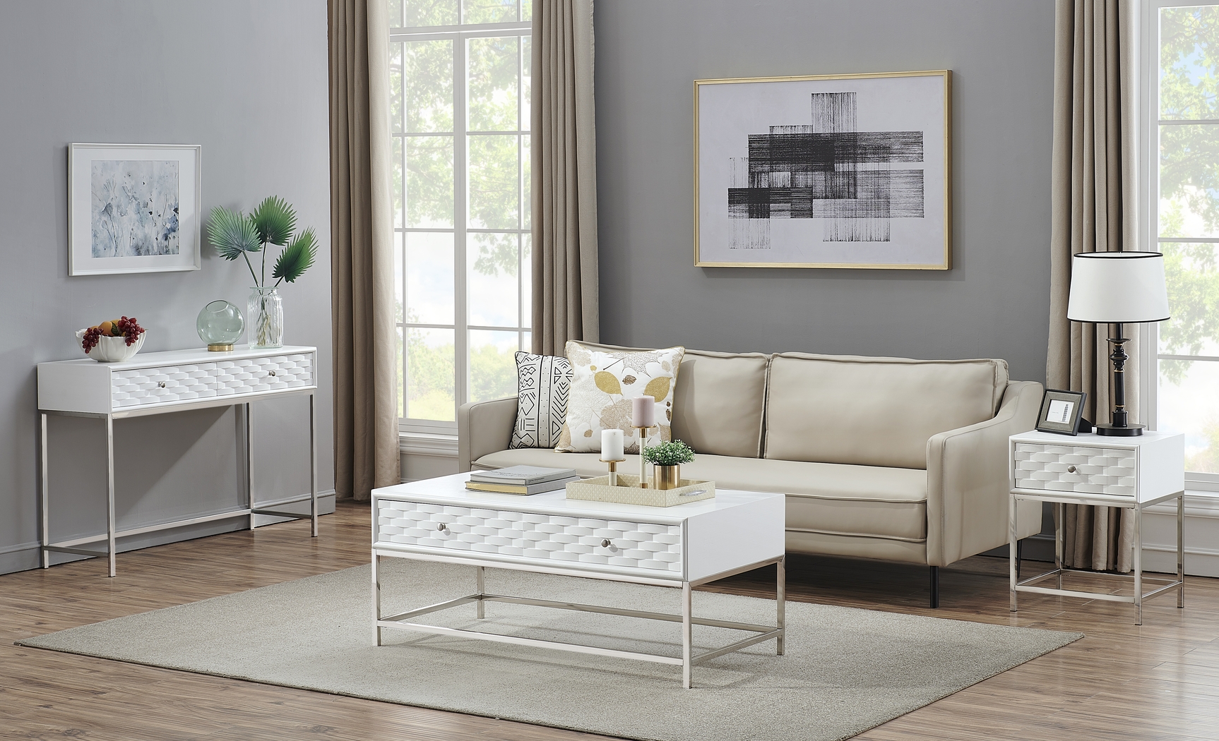 Betrand White Sofa Table - Thumbnail - Image 7