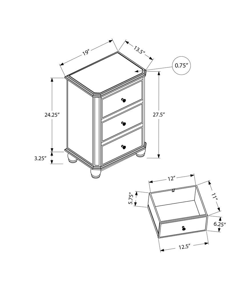 Beveridge Silver Nightstand - Thumbnail - Image 3