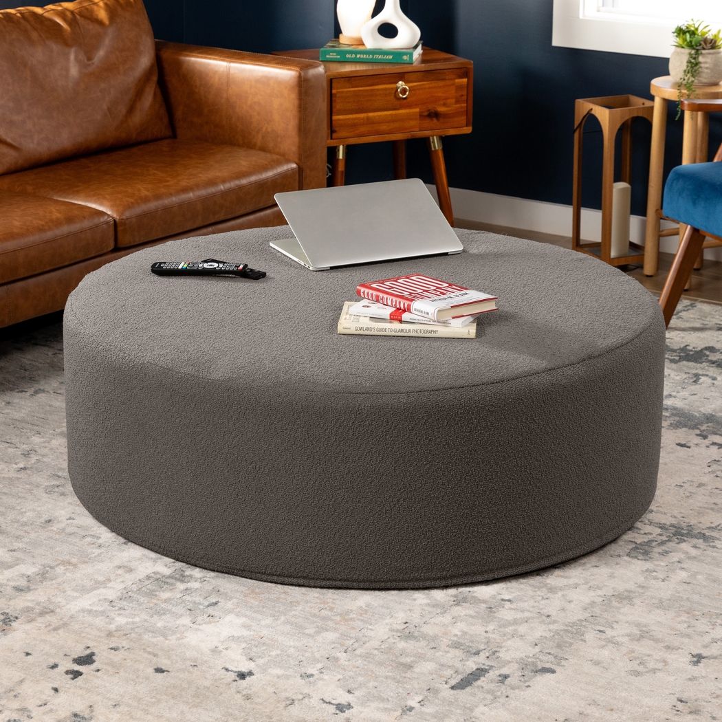 Bevina II Dark Gray Large Ottoman - Thumbnail - Image 3