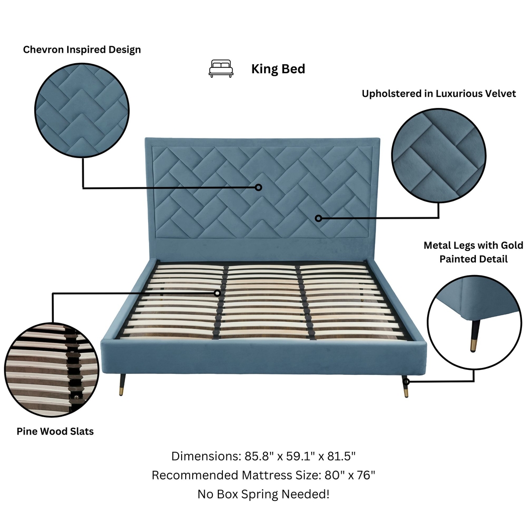 Bevra Blue King Bed - Thumbnail - Image 4