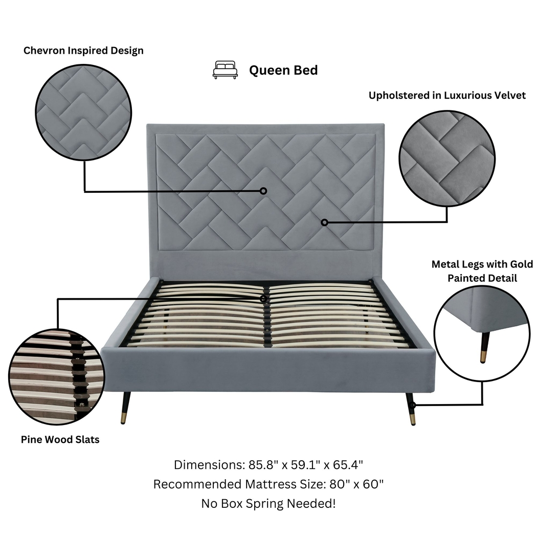 Bevra Gray Queen Bed - Thumbnail - Image 4
