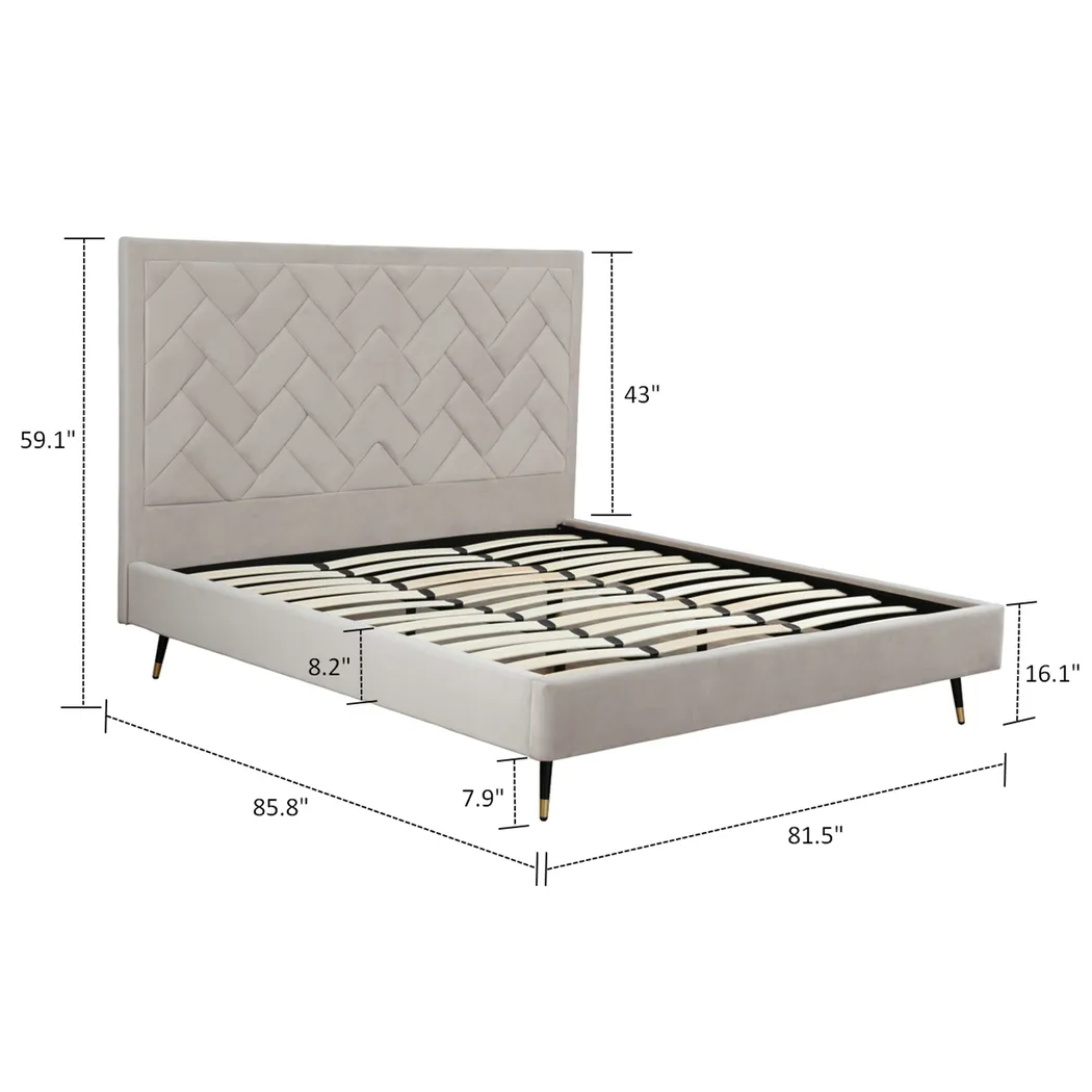 Bevra Light Gray King Bed - Thumbnail - Image 3