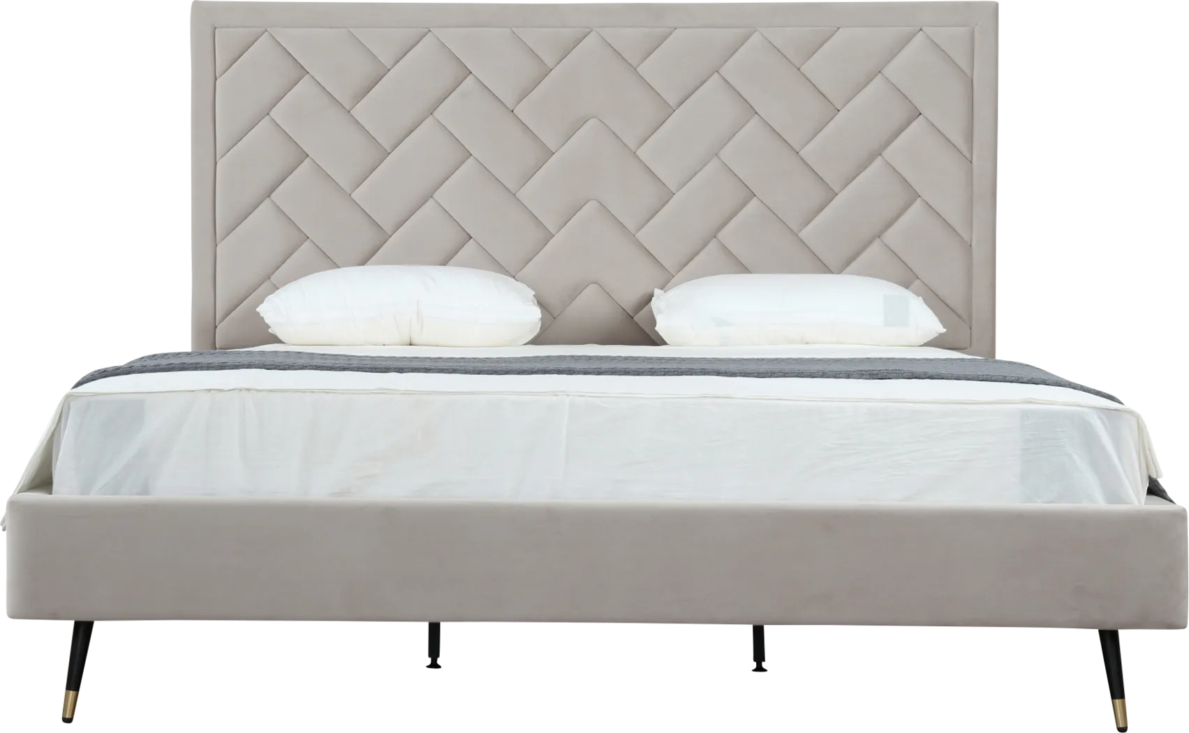 Bevra Light Gray King Bed - Thumbnail - Image 1