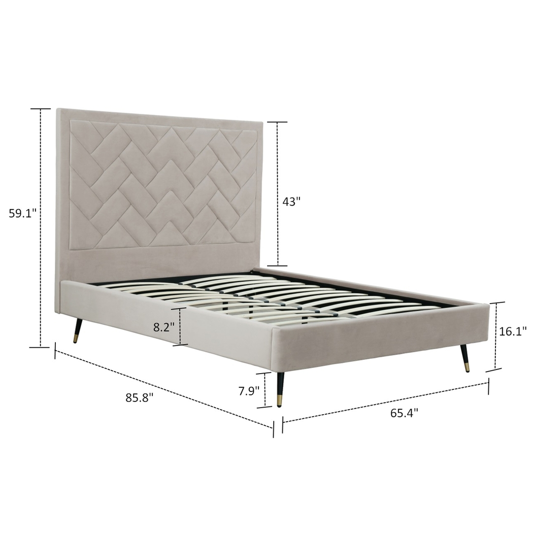 Bevra Light Gray Queen Bed - Thumbnail - Image 3
