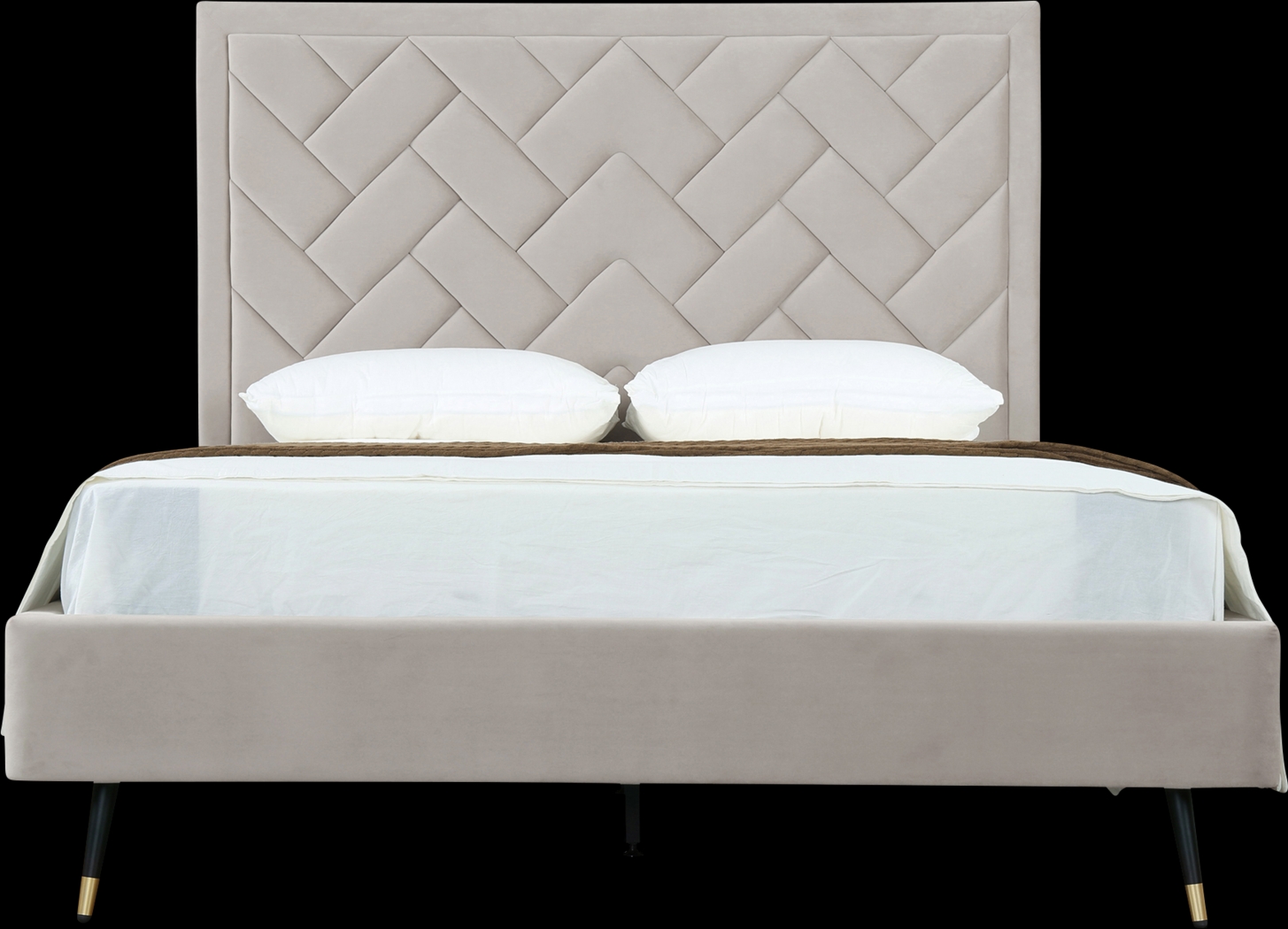 Bevra Light Gray Queen Bed - Thumbnail - Image 1