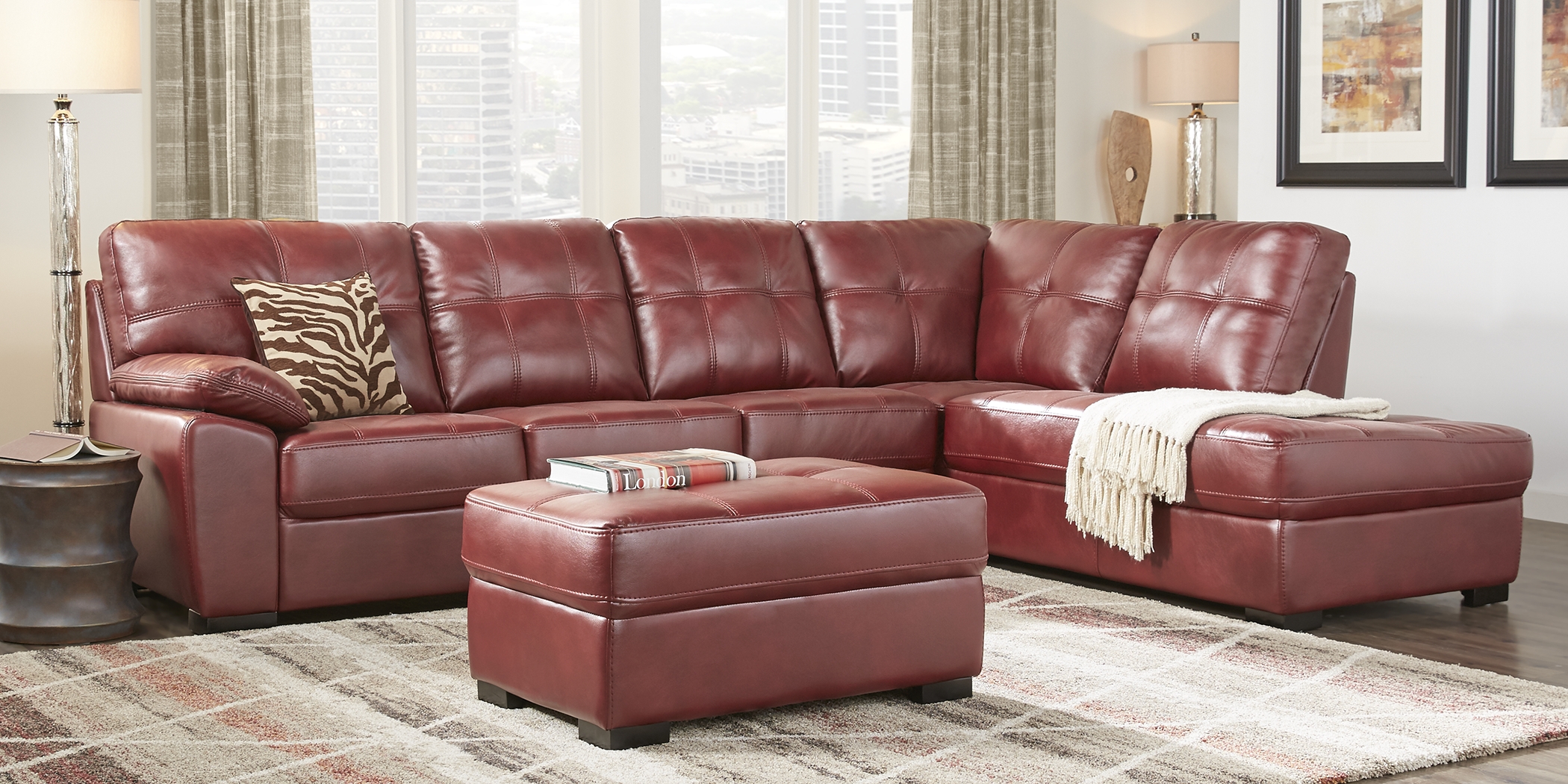 Bexley Square Red 3 Pc Sectional Living Room - Thumbnail - Image 1