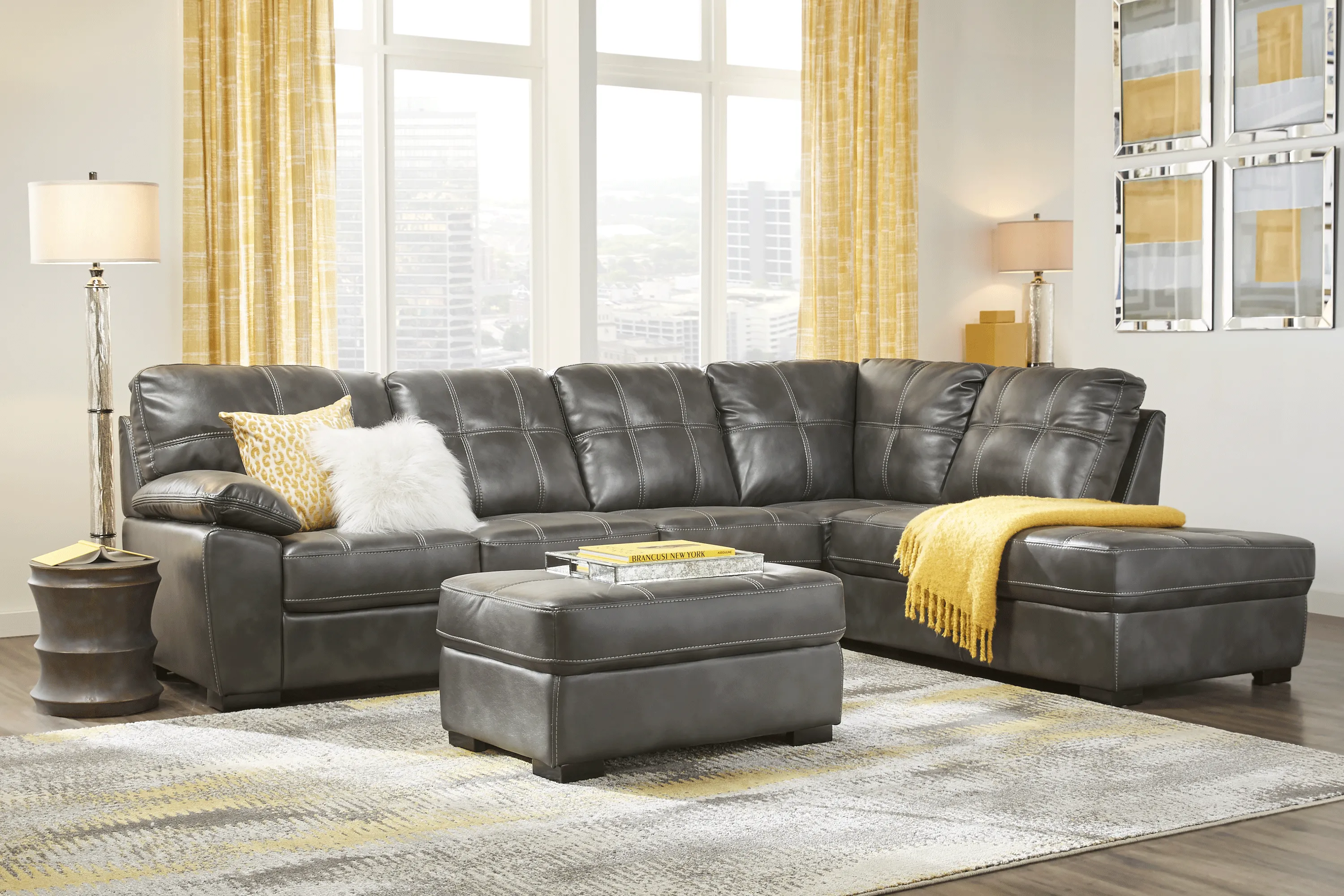 Bexley Square Slate 3 Pc Sectional Living Room - Thumbnail - Image 1