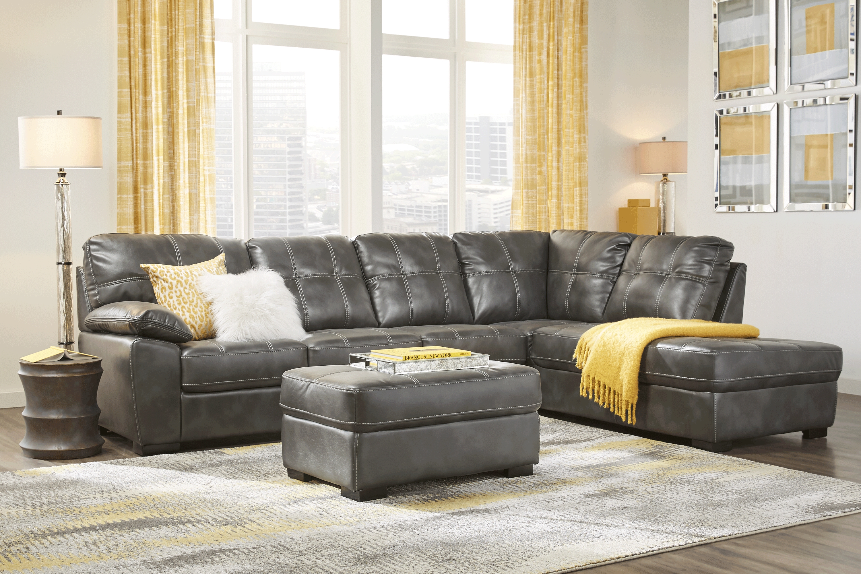 Bexley Square Slate 3 Pc Sectional Living Room - Thumbnail - Image 1