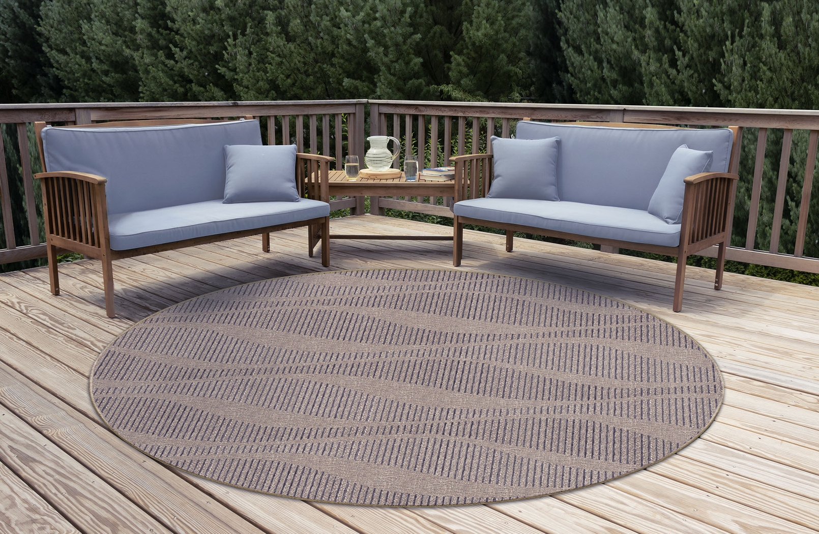 Beykos Taupe 7'10 Round Indoor/Outdoor Rug - Thumbnail - Image 2