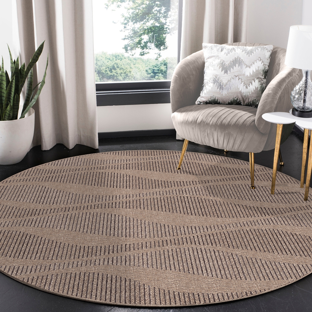 Beykos Taupe 7'10 Round Indoor/Outdoor Rug - Thumbnail - Image 4