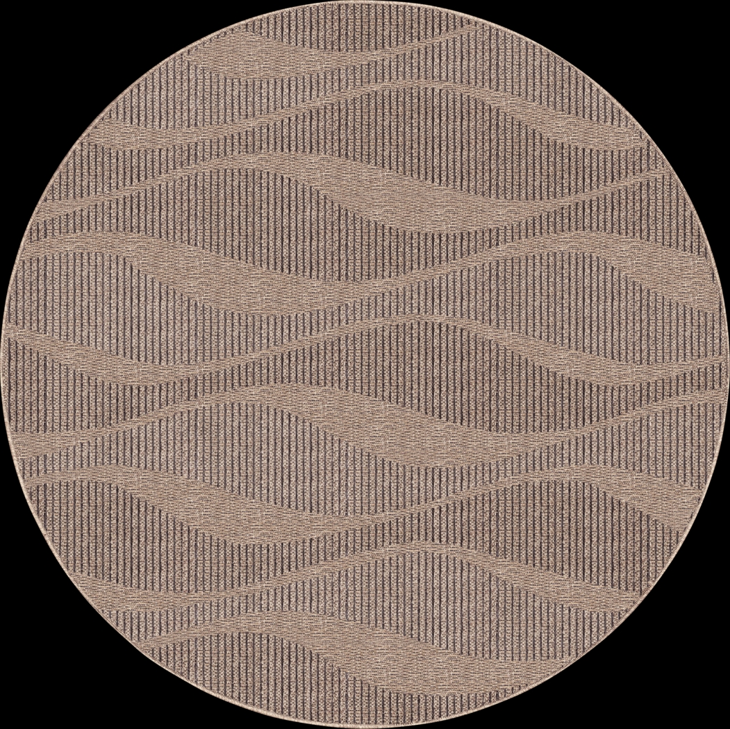 Beykos Taupe 7'10 Round Indoor/Outdoor Rug - Thumbnail - Image 1