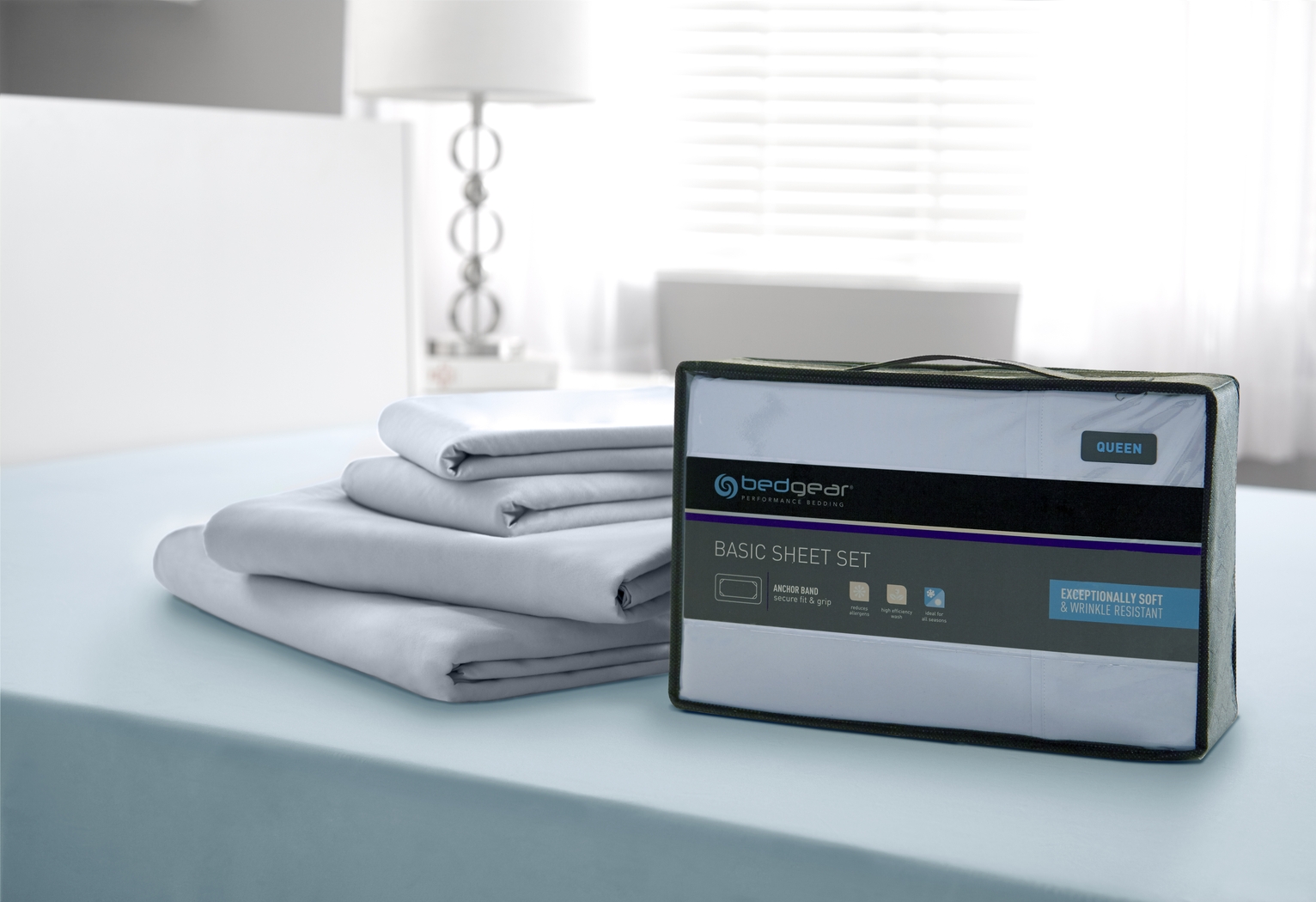 Bedgear Basic Mist 4 Pc Queen Bed Sheet Set - Thumbnail - Image 1