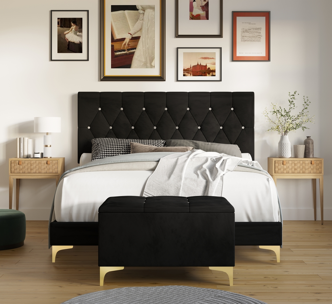 Bickley Black Queen Bed with Bench - Thumbnail - Image 4