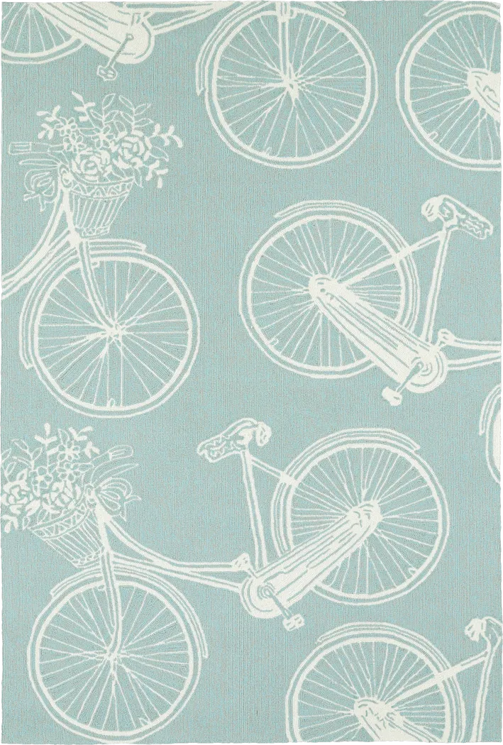 Bicycle Adventure Blue 3' x 5' Indoor/Outdoor Rug - Thumbnail - Image 1