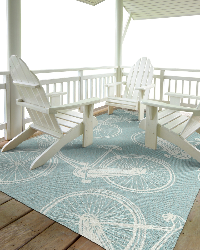 Bicycle Adventure Blue 7'6 x 9' Indoor/Outdoor Rug - Thumbnail - Image 2