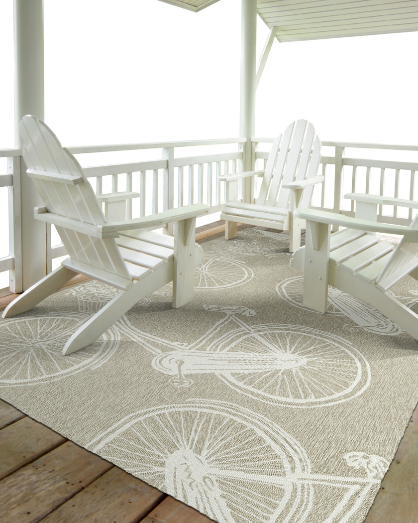 Bicycle Adventure Brown 7'6 x 9' Indoor/Outdoor Rug - Thumbnail - Image 2