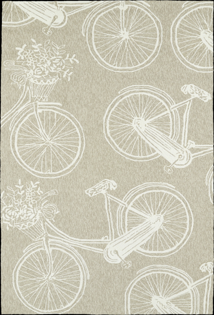Bicycle Adventure Brown 7'6 x 9' Indoor/Outdoor Rug - Thumbnail - Image 1